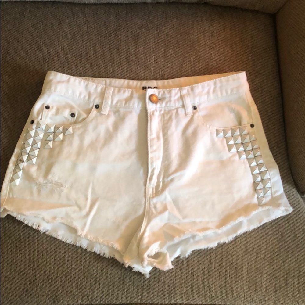 BDG High Waist White Jean Shorts